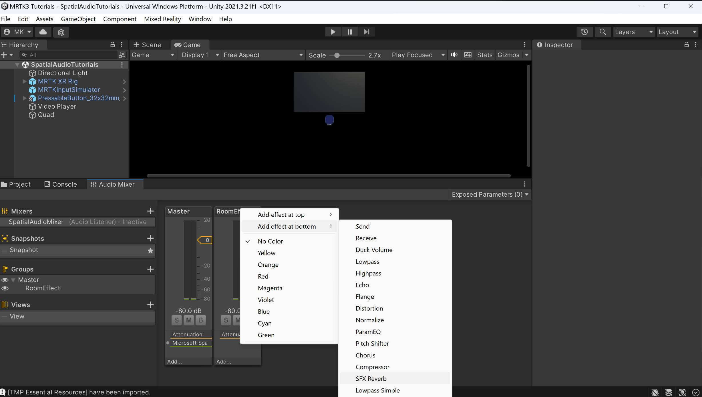 Screenshot of Add SFX Reverb.