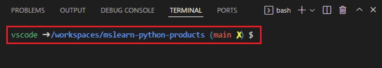 Integrerad terminalprompt för VS Code