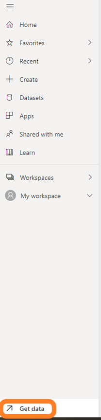 Screenshot of the Get Data menu option located at the bottom of the page.
