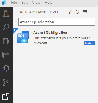 Screenshot of the Azure migration extension for Azure Data Studio available in the marketplace.