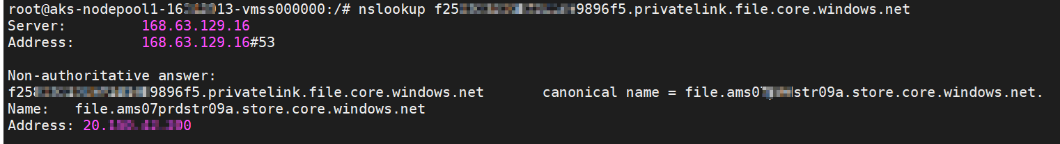 Skärmbild som visar att FQDN matchas av en offentlig IP-adress.