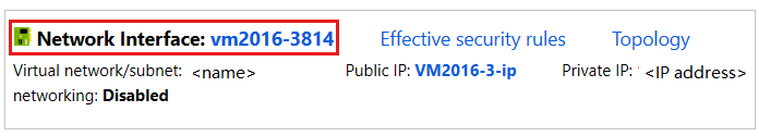 Skärmbild som visar nätverksgränssnittets plats.