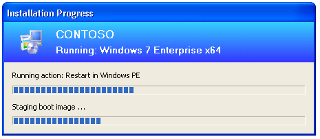 Skärmbild av installationsstatusen för Win 7 Enterprise x64.