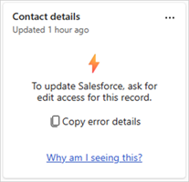 Fel om att det inte gick att uppdatera poster i Salesforce.