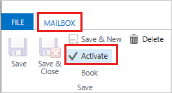 Skärmbild som visar hur du aktiverar en postlåda.