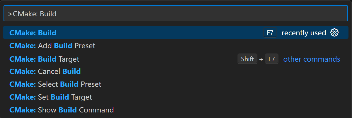 CMake-kompileringskommando i Visual Studio Code