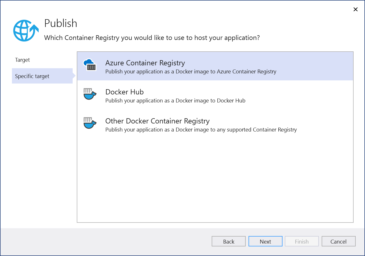 Välj Azure Container Registry.
