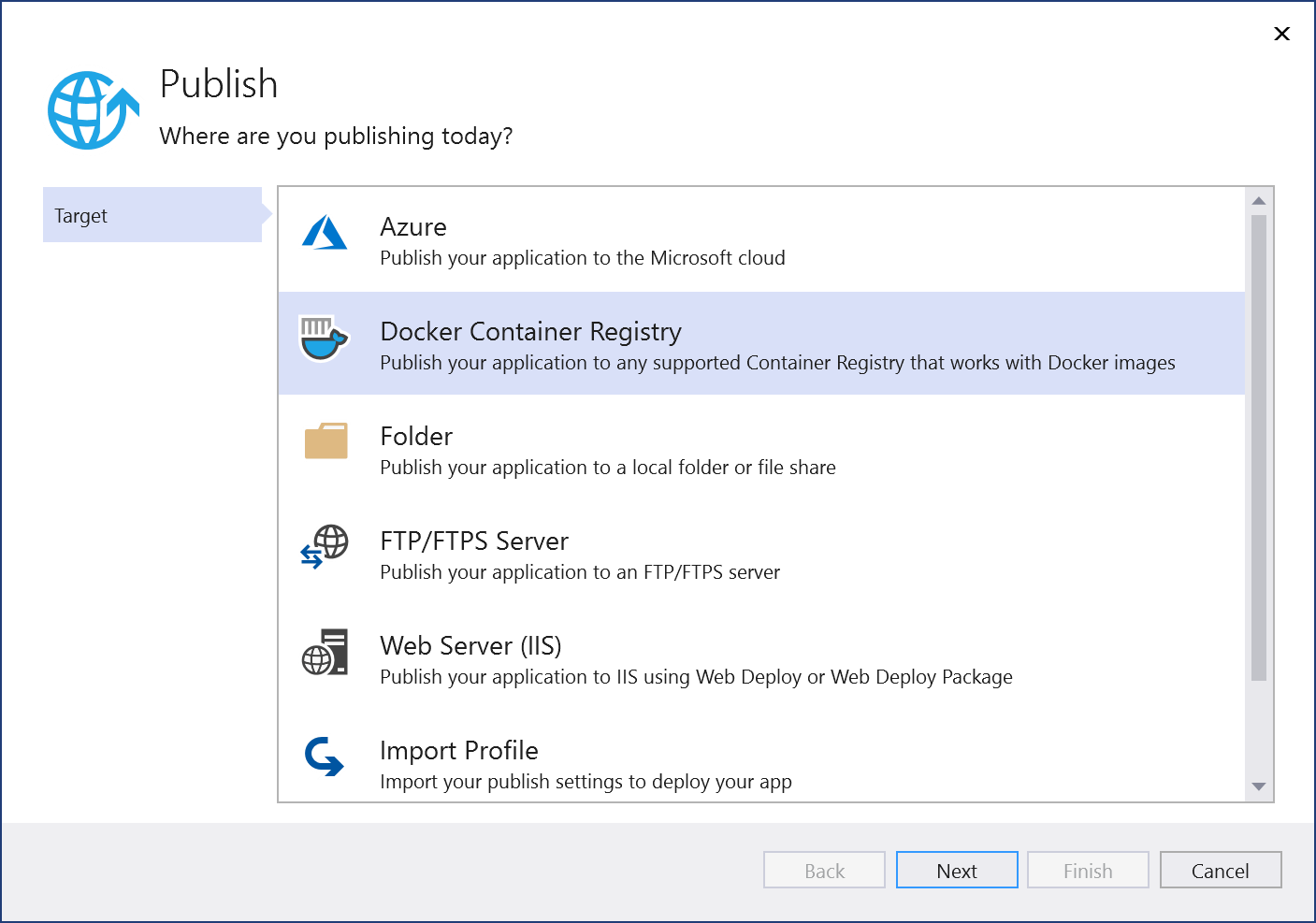 Välj Docker Container Registry.