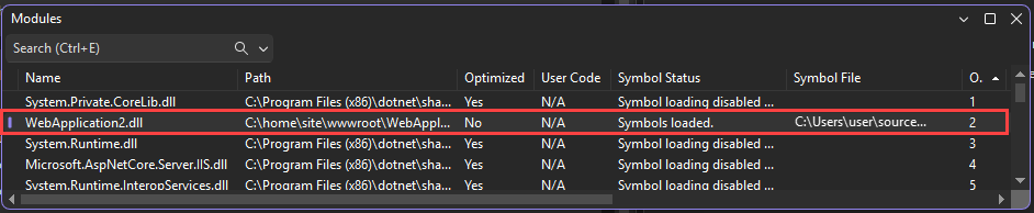 Skärmbild av fönstret för symbolfiler.