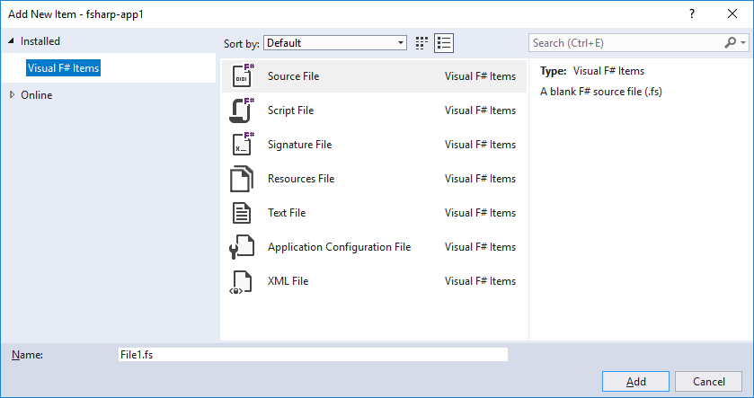 F#-objektmallar i Visual Studio