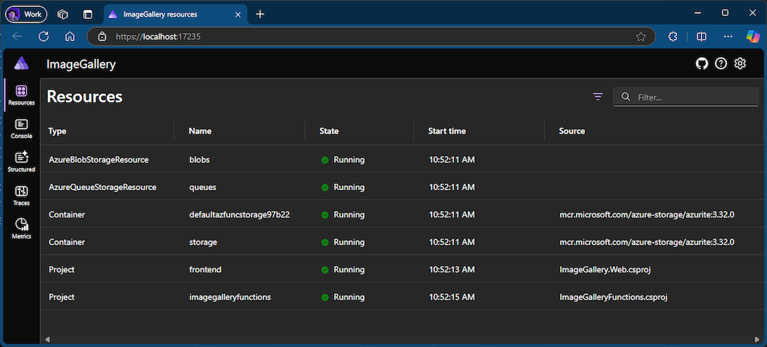 Att köra Azure Functions på .NET Aspire-instrumentpanelen