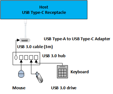 Diagram över en USB-Type-C konfiguration.