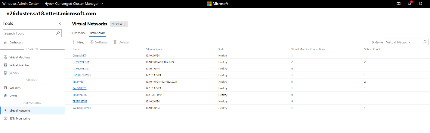 Here is a screenshot of how you can manage your virtual networks.