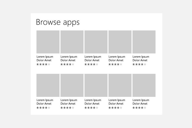 Example of a grid view layout