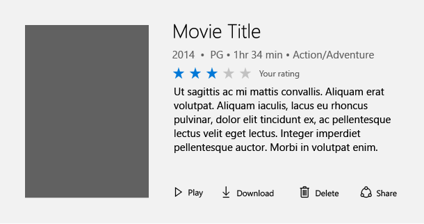 representation av användarbetyg när den väl är inställd