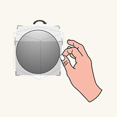Bild som visar hur användaren tar tag i en objektkant för att rotera