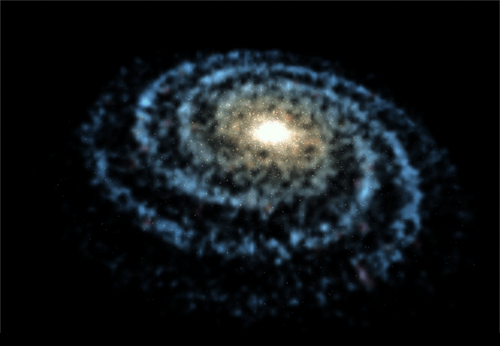 Nästan slutresultatet av galaxrendering med hjälp av stjärnor med full upplösning