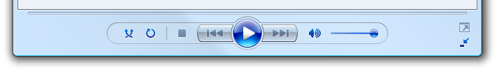 skärmbild av centererade media player-kontroller 