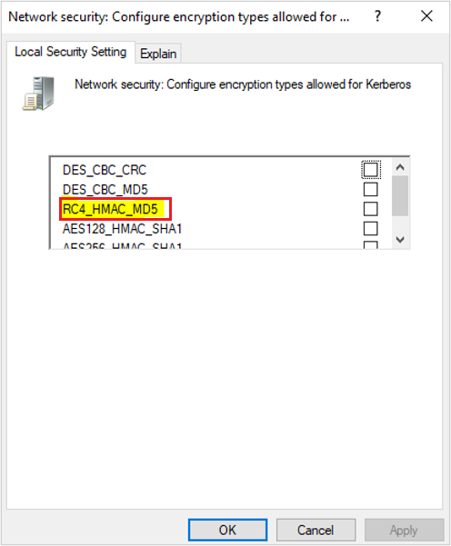 Screenshot of the Disable RC4.
