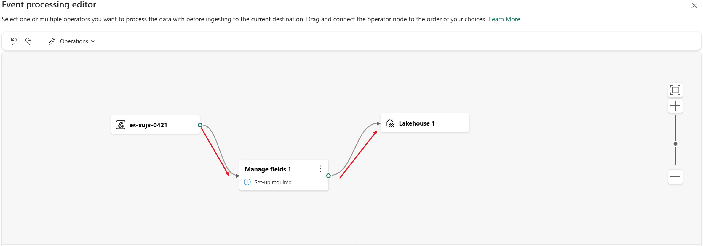 สกรีนช็อตแสดงตําแหน่งที่จะเชื่อมต่อโหนด
