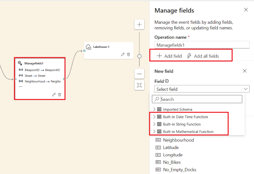 สกรีนช็อตแสดงวิธีการกําหนดค่าไทล์จัดการเขตข้อมูล