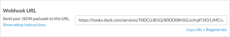Screenshot showing a Slack Web Hook.