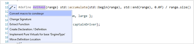 Quick Action macro to constexpr Screenshot of a Quick Action macro to constexpr.