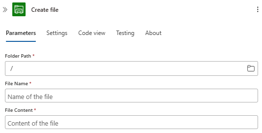 Screenshot showing Consumption workflow designer and the File System managed connector action named Create file.