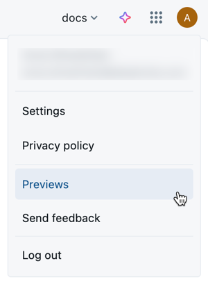 Select the Previews menu item in the admin settings menu.