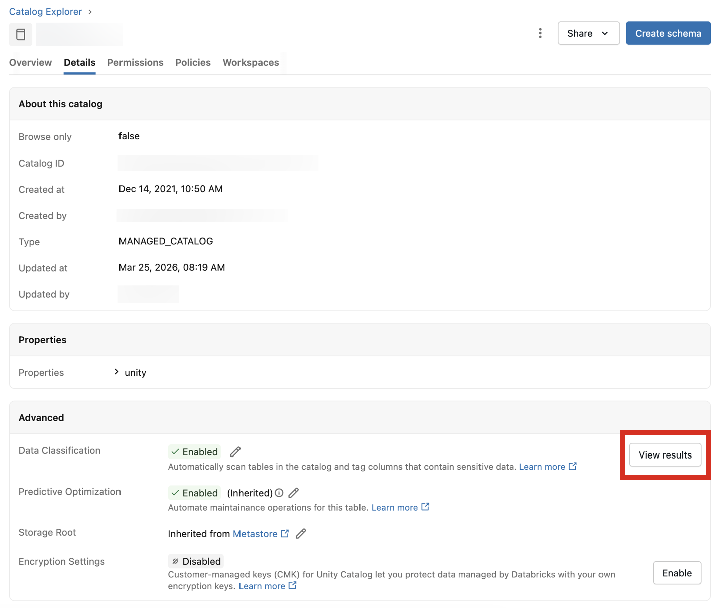 View results button for Data Classification.