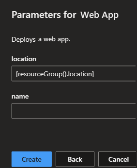 Screenshot of the parameters pane in the developer portal.