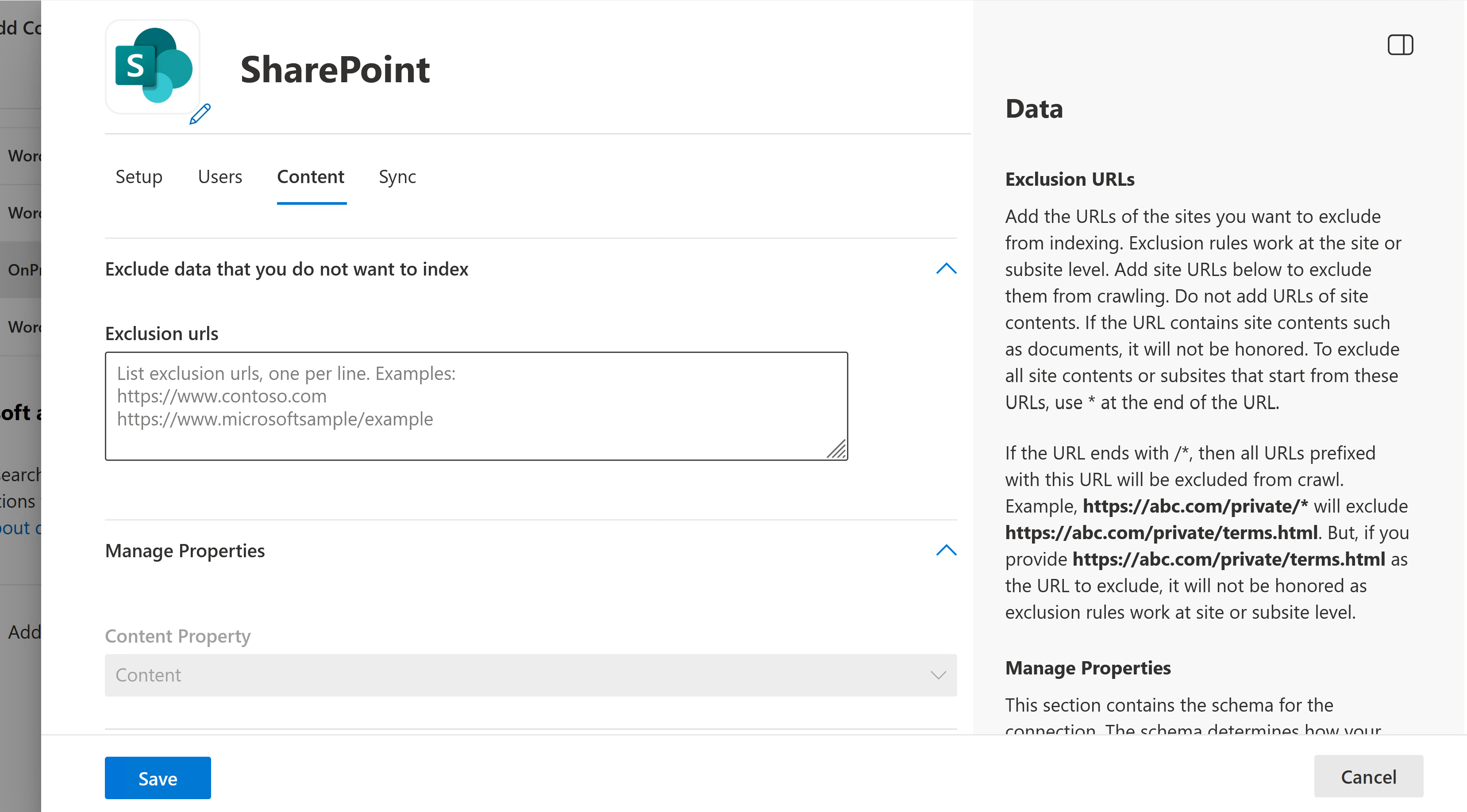 Screenshot that shows exclusion rules.