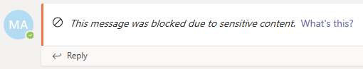 Screenshot of the blocked message.
