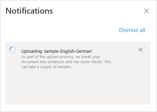 Screenshot illustrating the upload document processing dialog window.