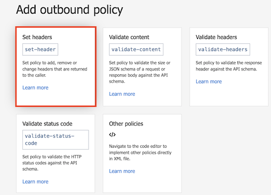 Set HTTP header policy