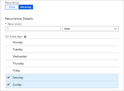 Setting weekend recurring schedule