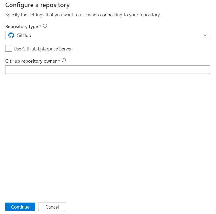  Screenshot showing GitHub Configure a repository pane.