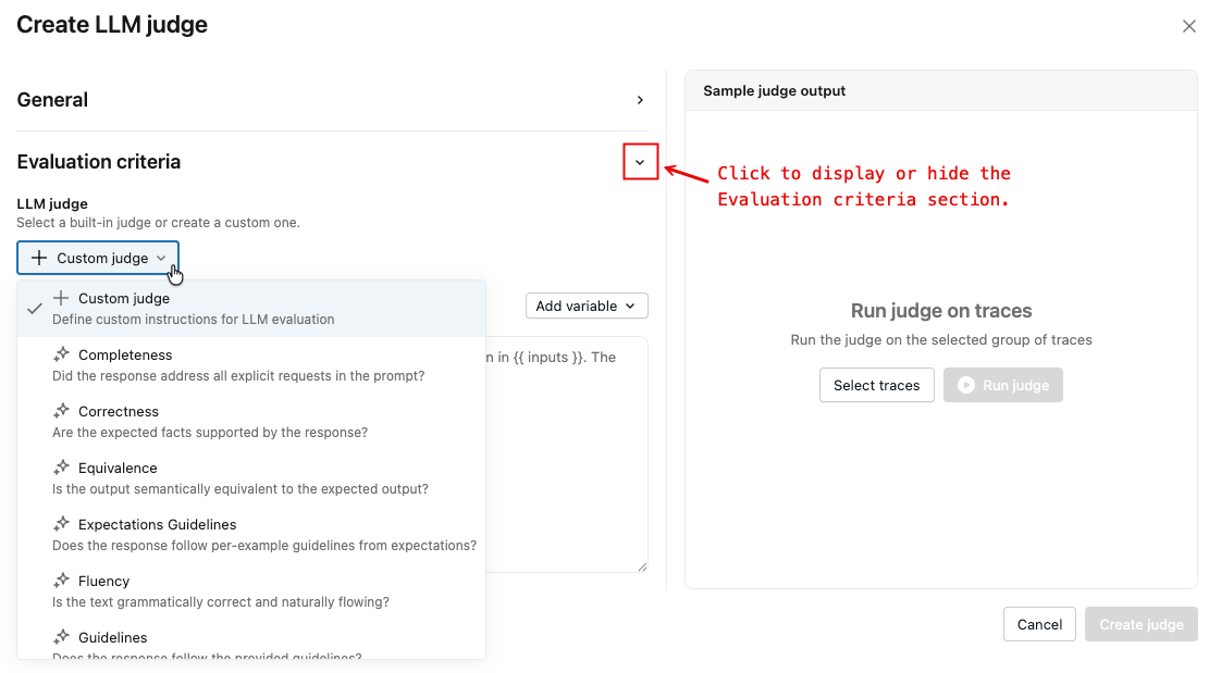 Evaluation criteria.
