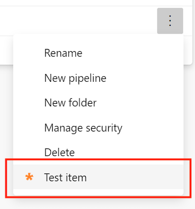 Pipeline details view, folder context menu