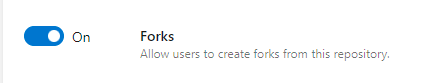 Screenshot that shows the Forks repository setting.