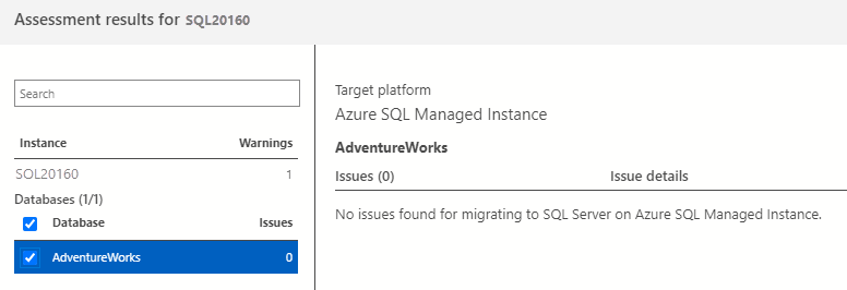 Database assessment details