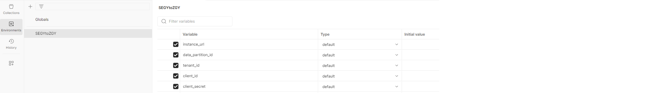 Screenshot that shows where to enter current values in SEGYtoZGY environment.