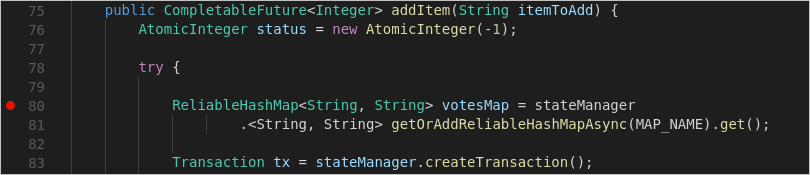 Set breakpoint in Voting Data Service