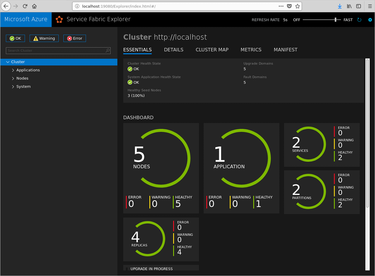 Voting Application in Service Fabric Explorer