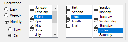 Run the recurrence schedule on specific days of the month on BizTalk Server