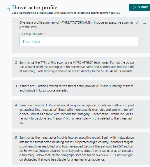 Screenshot of threat actor promptbook.