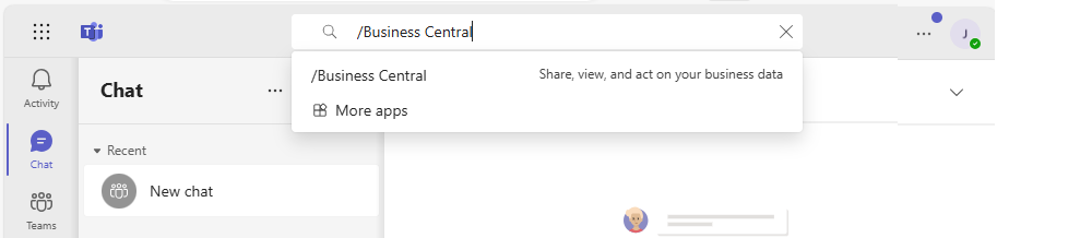 Open Business Central app  to search for contacts from command box.