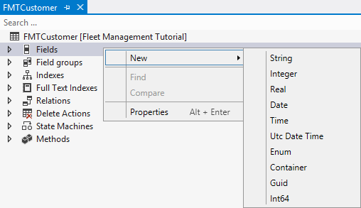 Add fields to table.