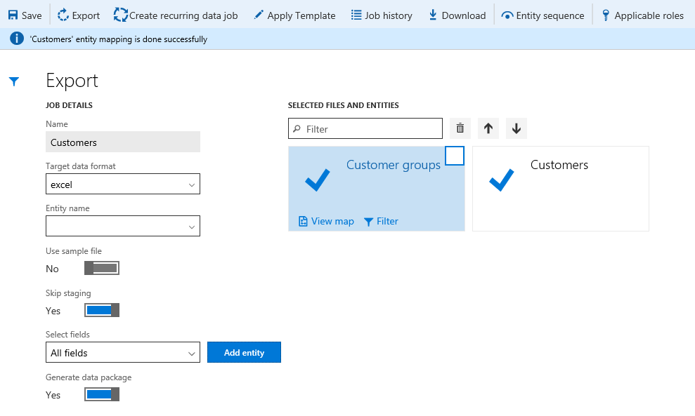 Customers data project containing Customer groups and Customers entities.