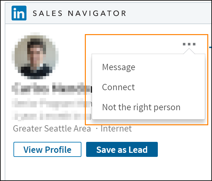 ตัวเลือกเพิ่มเติมที่มีตัวควบคุม Sales Navigator